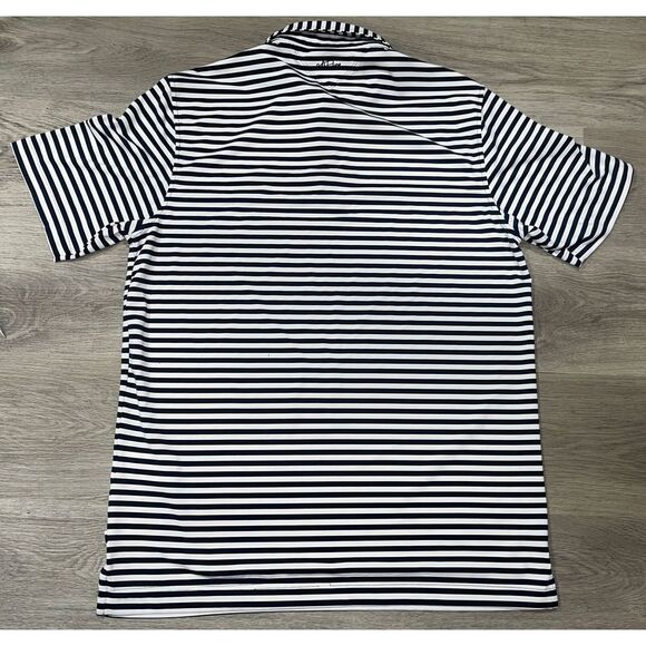 Adidas Adipure Polo Blue White Striped Stretch Golf Shirt MENS SIZE Medium - Picture 6 of 8